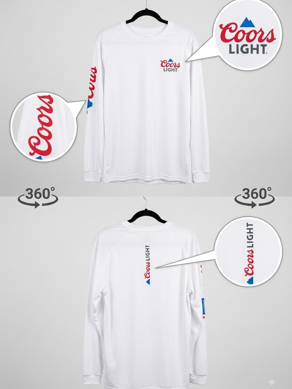 Men's Long Sleeve Logo Tee - White Coors Light Branded